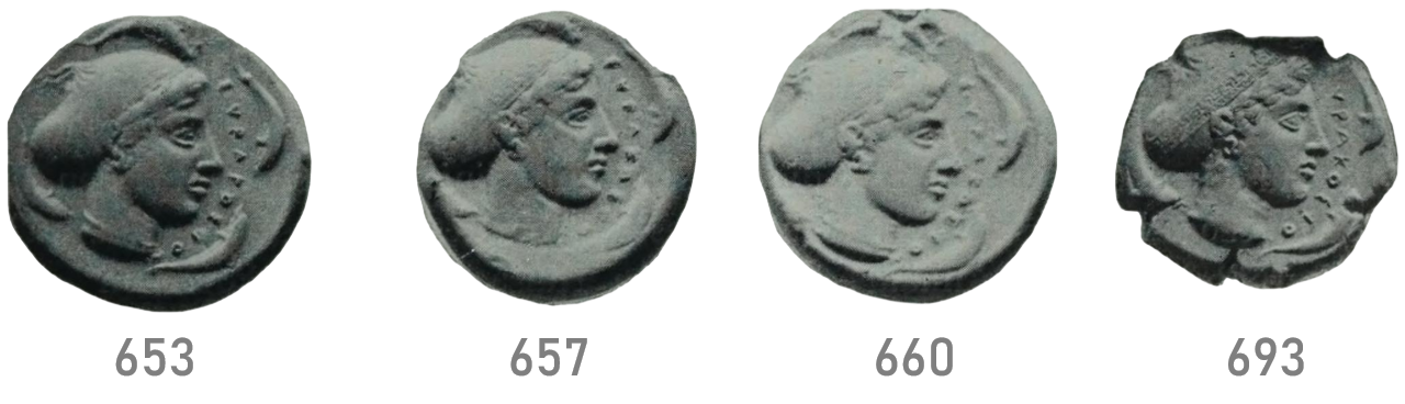 Die R 448 from nos. 653, 657, and 660; R 472 from no. 693.