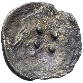 Four pellets (mark of value) in laurel wreath; all within a shallow incuse circle.