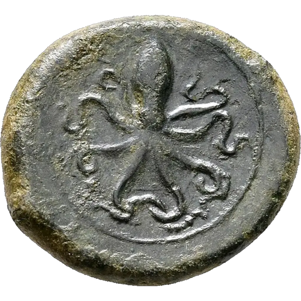 Octopus, within circular line border.