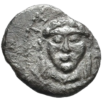 Head of the nymph Segesta facing.