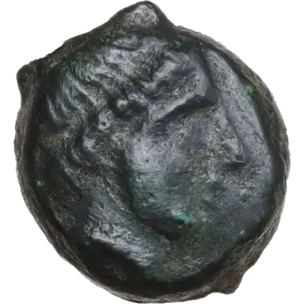 Head of Arethusa right, hair loosely gathered at the top of her head