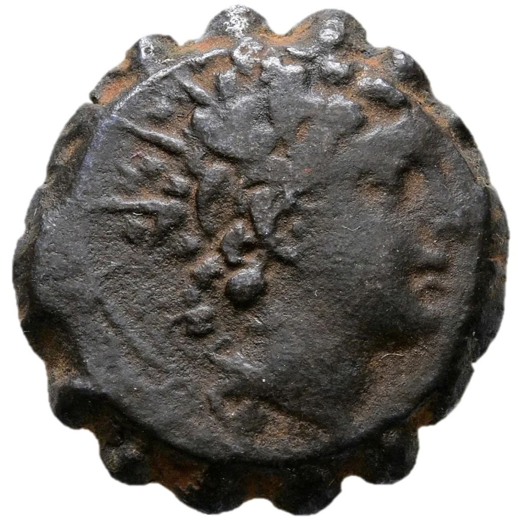 Radiate and diademed head of Antiochos VI to right.