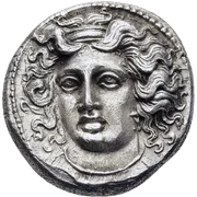 Wreathed head of the nymph Larissa...