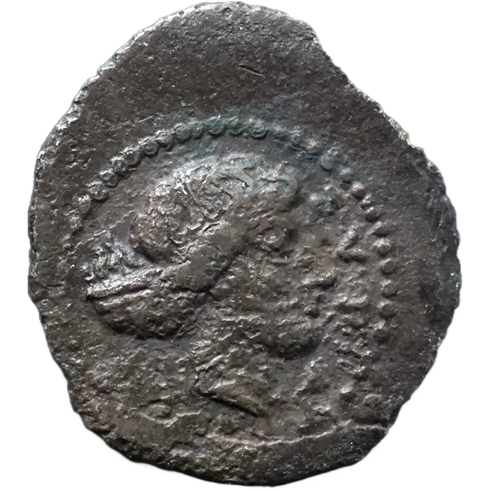 Head of Arethusa right, wearing a sphendone and a simple necklace; ΣYPA