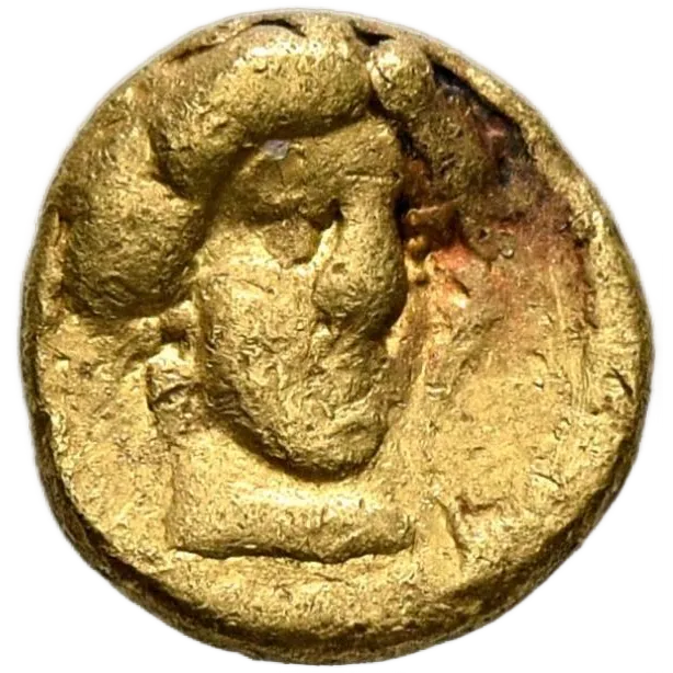 Head of the nymph Kyrene facing slightly right, wearing pendant earrings