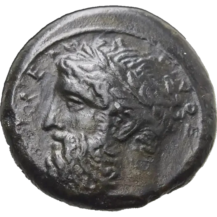 Laureate head of Zeus Eleutherios to left