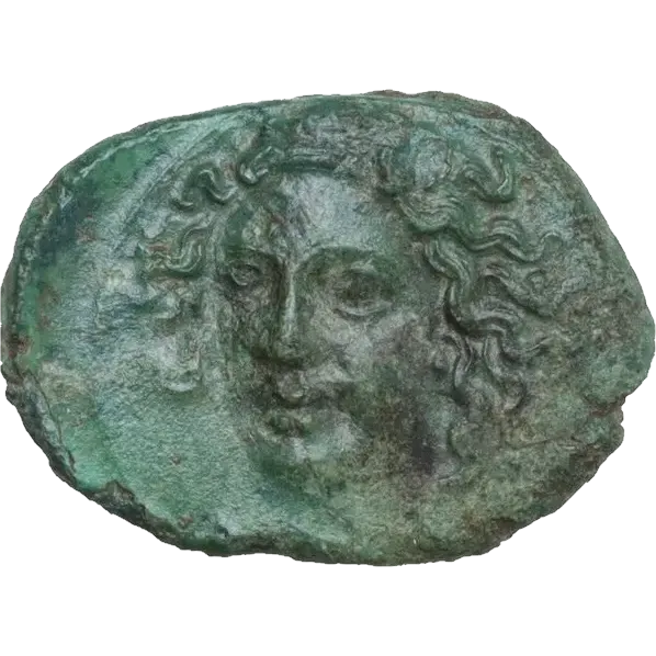 Head of Arethusa, ¾ left, wearing necklace and ampyx, hair floating freely.